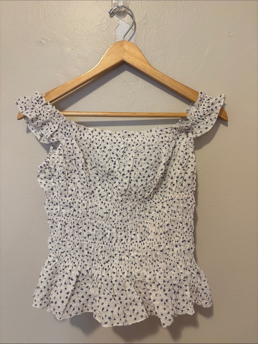 Princess Polly White Floral Smocked Ruffle Cami